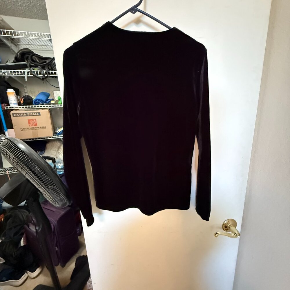 NY & CO New York & Company Black Velvet Button-Front Cardigan - Size Small